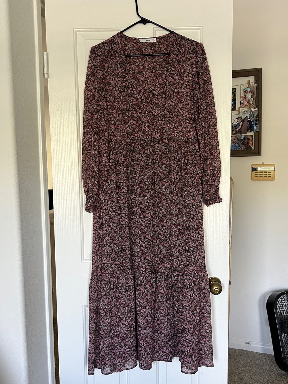 Mango Floral Maxi Dress in Mauve and Black